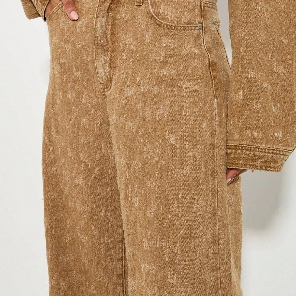 Brown Boho Women's High Rise Flared Bell Bottom Jeans